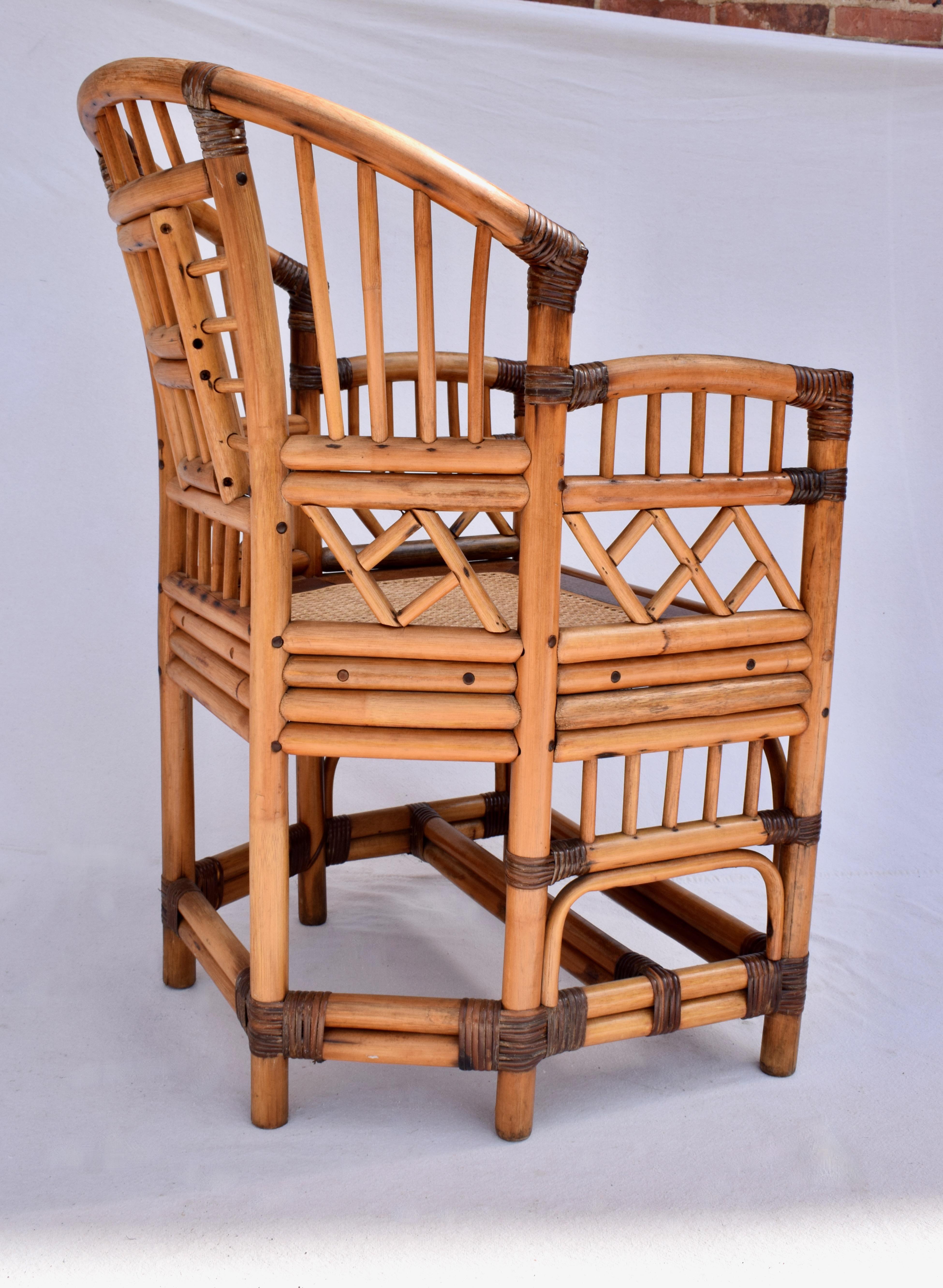 Set Of 4 Midcentury Brighton Pavilion Rattan Caned Chairs 1