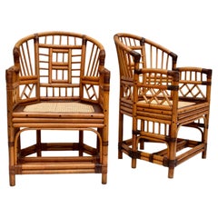 Set Of 4 Midcentury Brighton Pavilion Rattan Caned Chairs