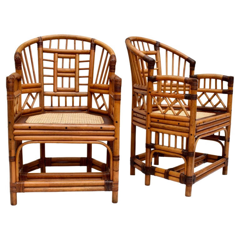 Mid Century Brighton Pavilion Rattan Caned Chairs For Sale at 1stDibs