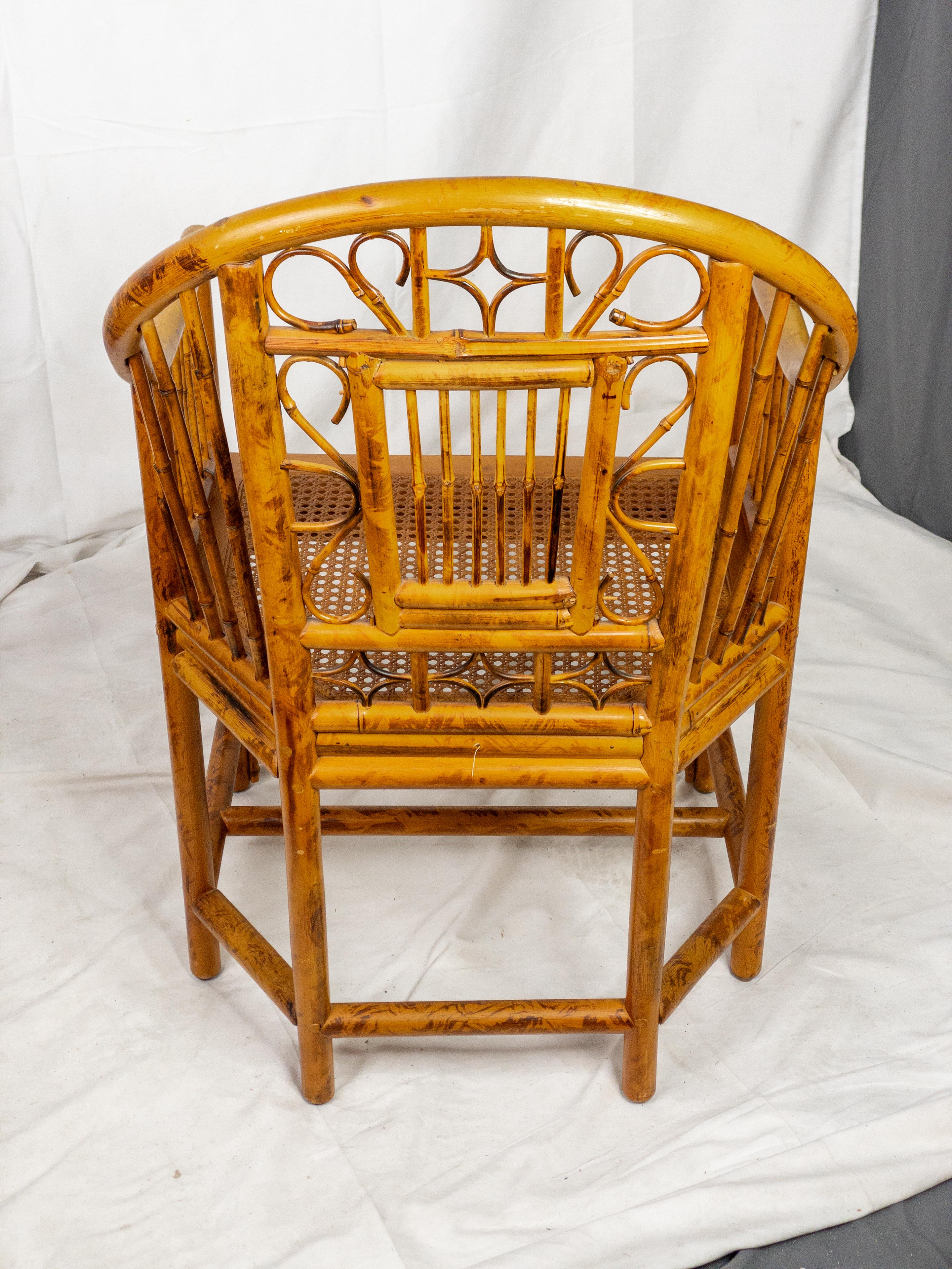 Unknown Mid Century Brighton Pavilion Style Caned Seat Bamboo Chair For Sale