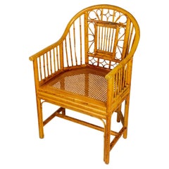 Retro Mid Century Brighton Pavilion Style Caned Seat Bamboo Chair