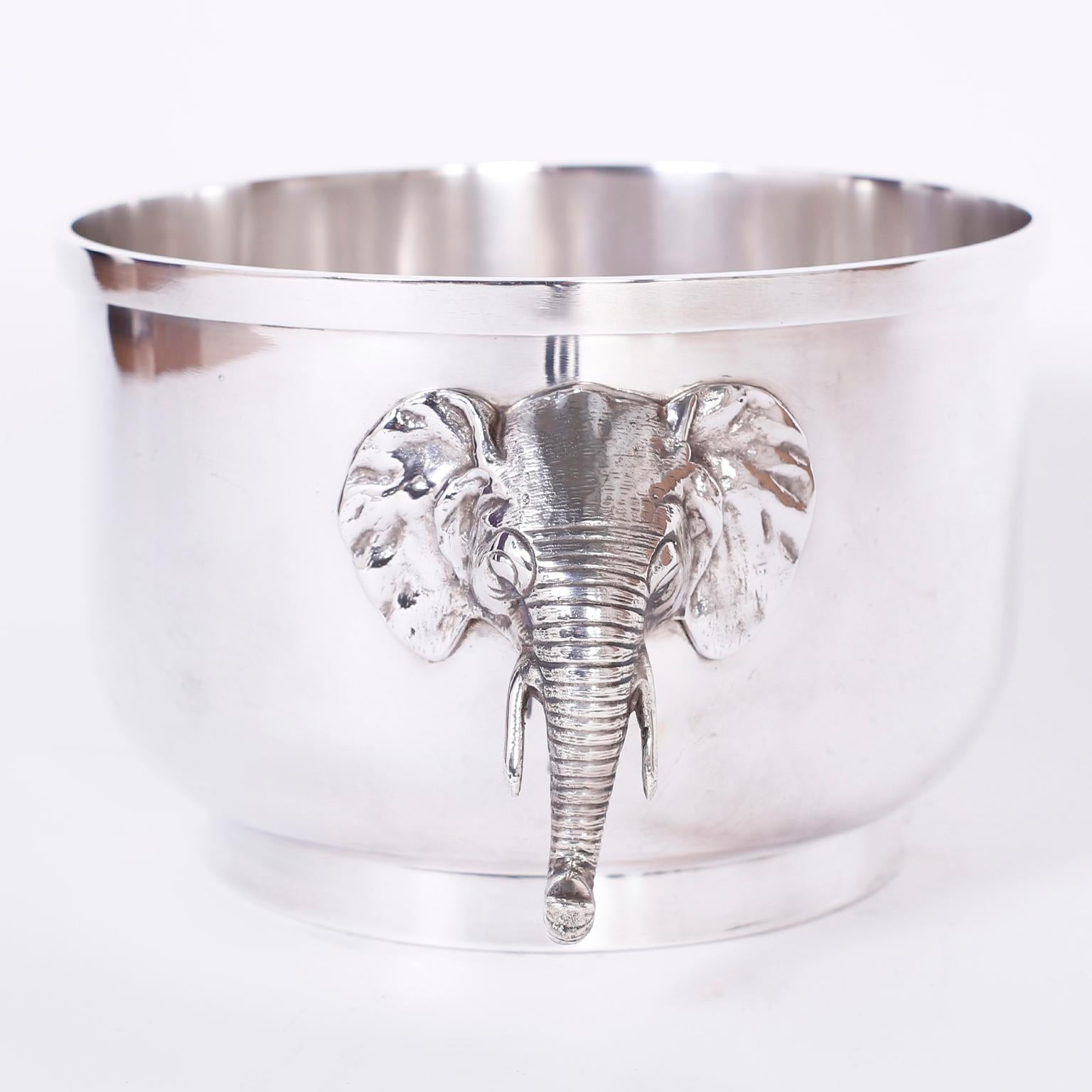 Mid Century British Colonial SilverPlated Jardiniere In Good Condition For Sale In Palm Beach, FL