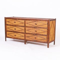 Mid-Century British Colonial Style Faux Bamboo Chest of Drawers or Dresser