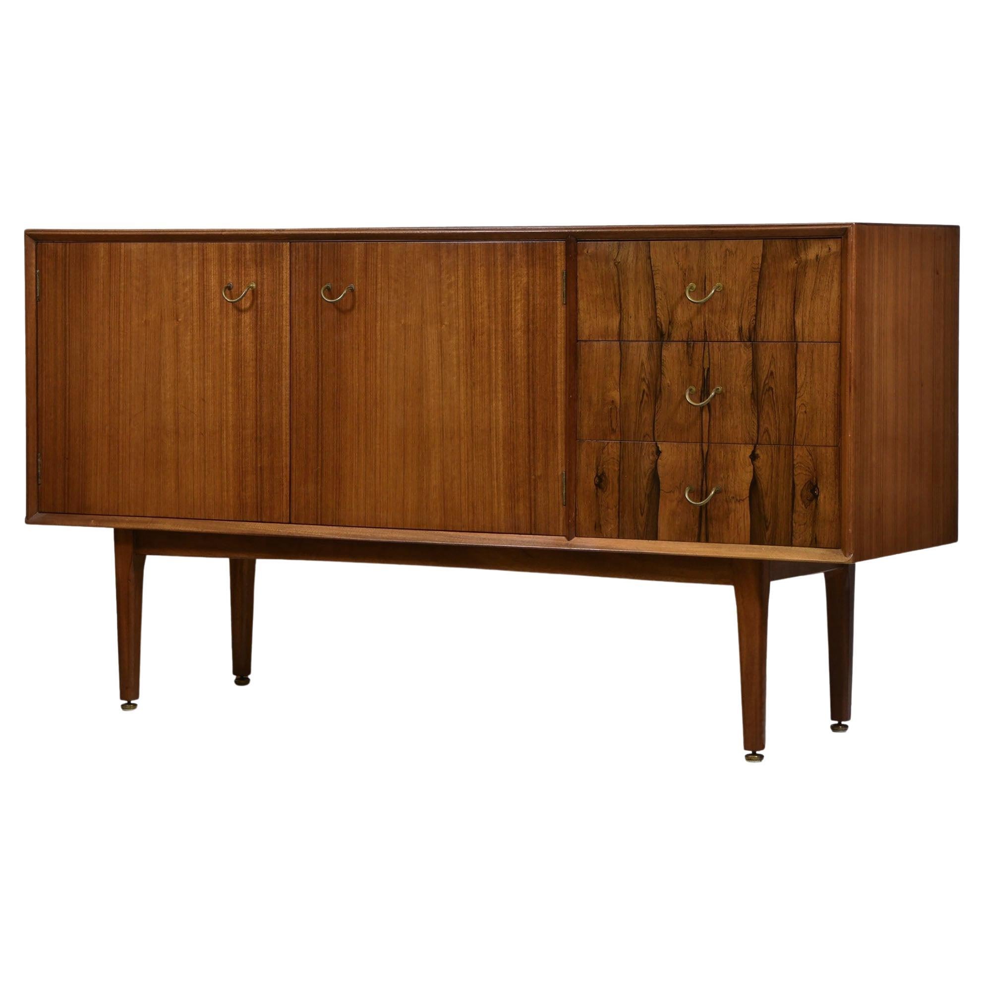 Mid Century British Tola & Rosewood Sideboard