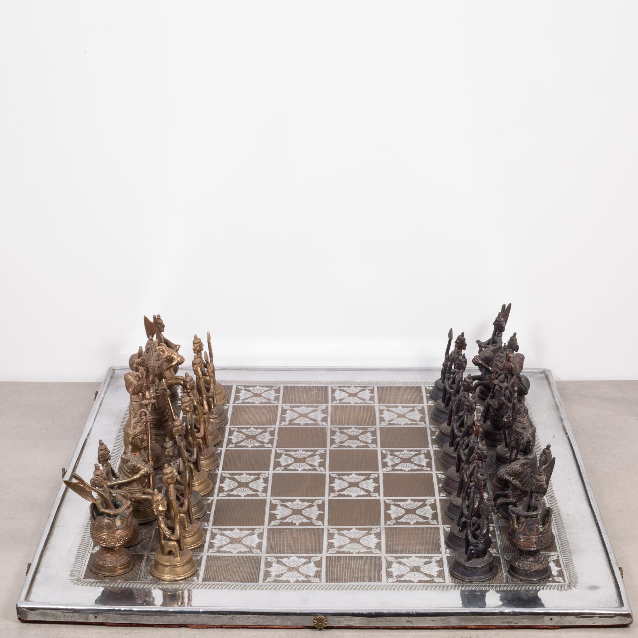 antique bronze chess set