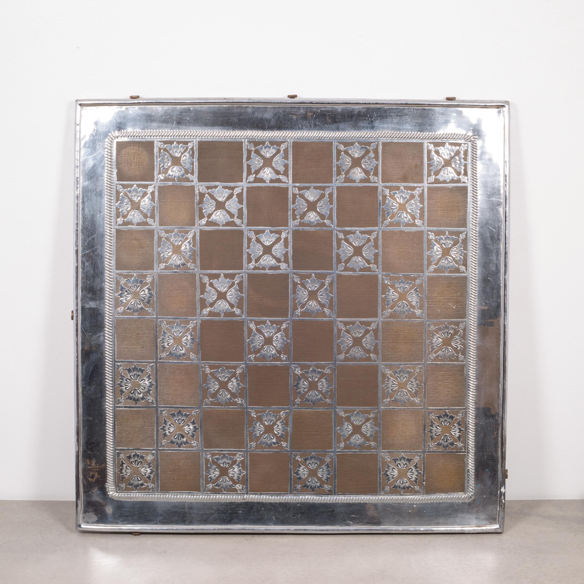Midcentury Bronze and Brass Inlay Indian Chess Set, circa 1960 In Good Condition In San Francisco, CA