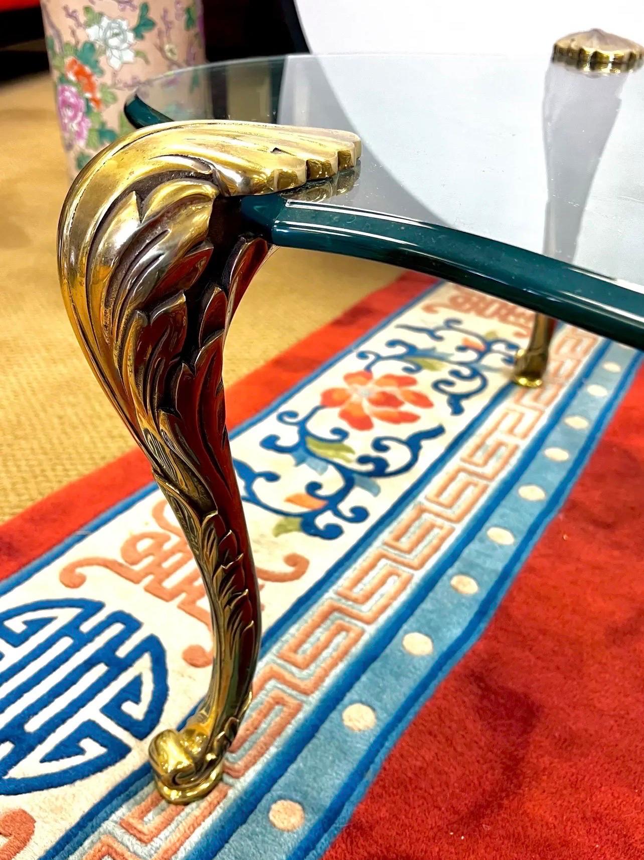 Mid Century Bronze and Glass Cocktail Coffee Table Attributed to P.E. Guerin For Sale 2