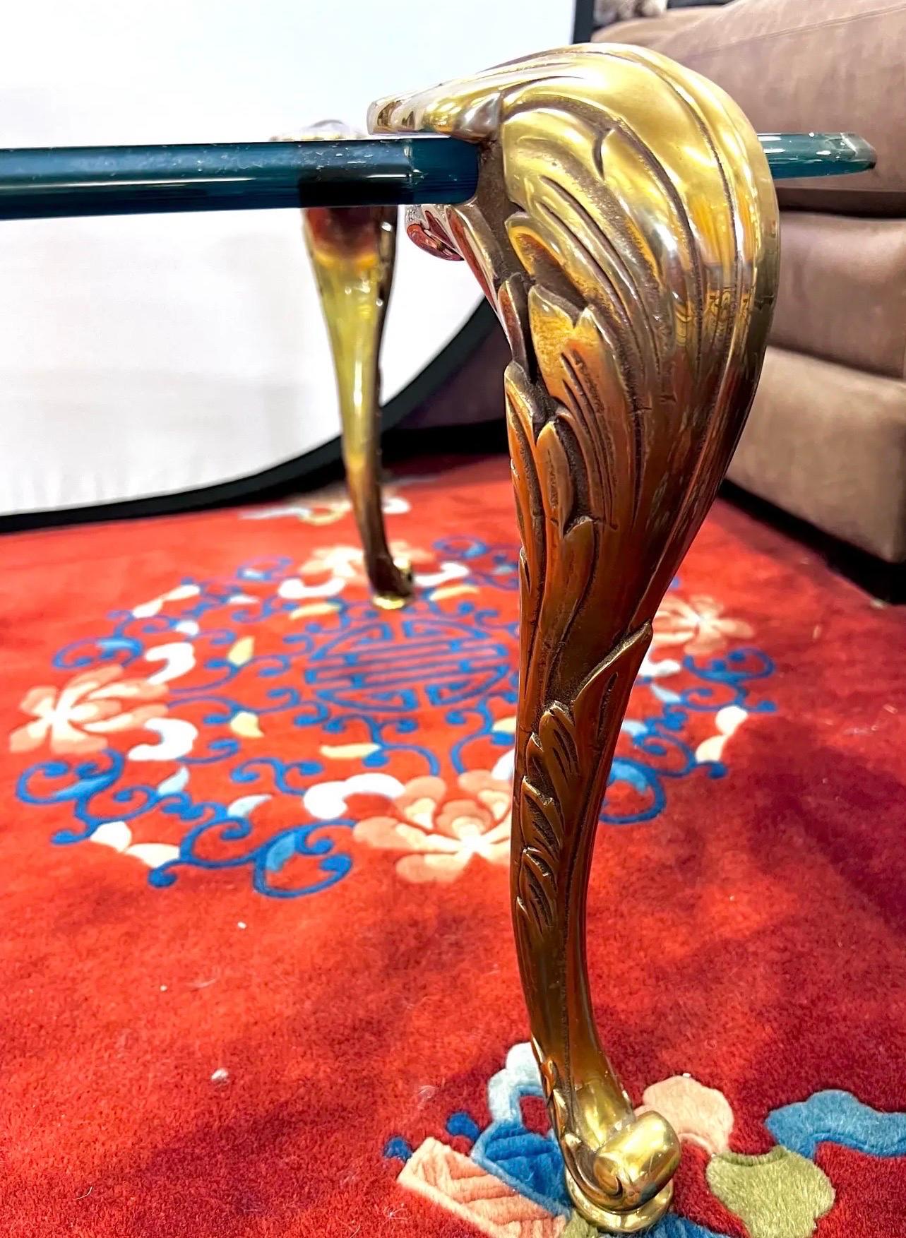 Mid Century Bronze and Glass Cocktail Coffee Table Attributed to P.E. Guerin For Sale 3