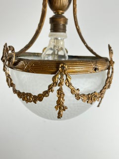 Mid-Century Bronze und Glas Empire-Stil Kronleuchter 1950s