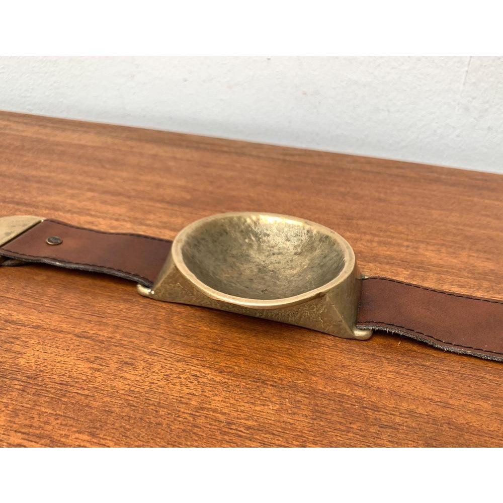 Mid-Century Bronze and Leather Armrest Bowl or Ashtray, 1960s For Sale 4