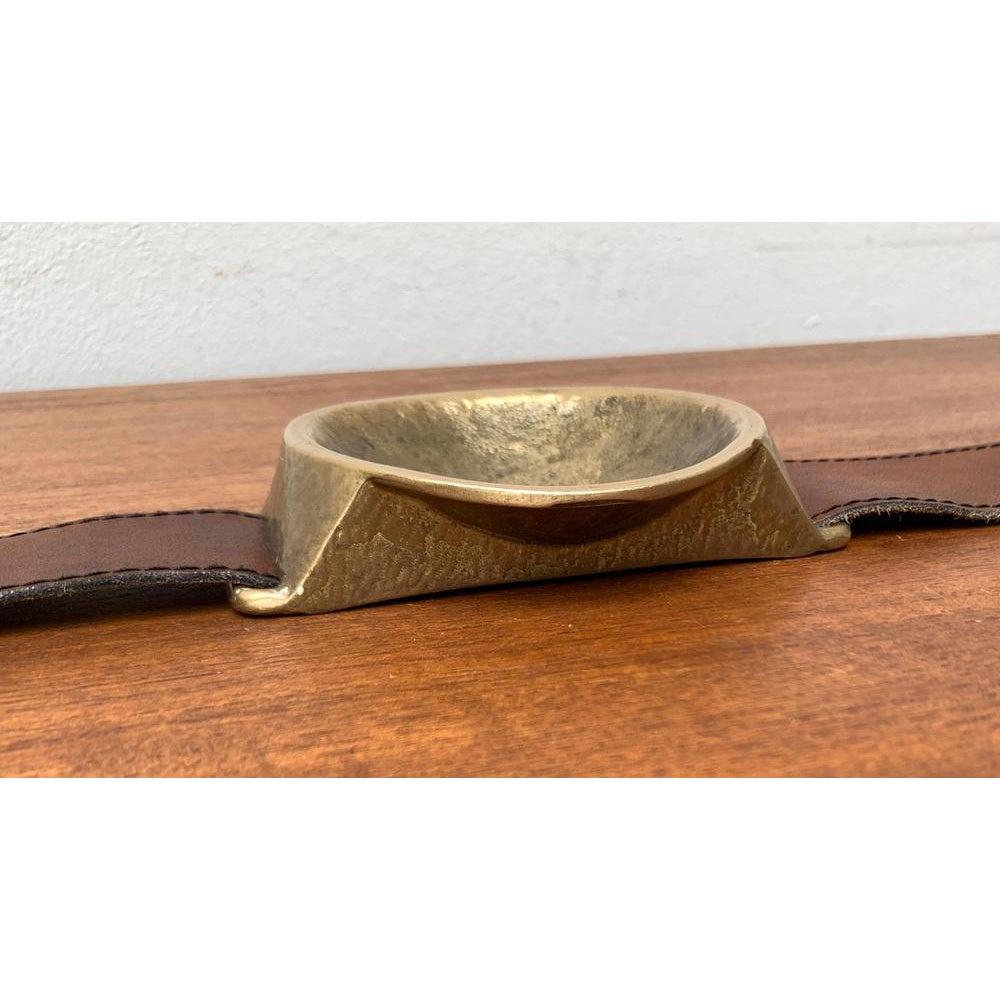 Mid-Century Bronze and Leather Armrest Bowl or Ashtray, 1960s For Sale 5