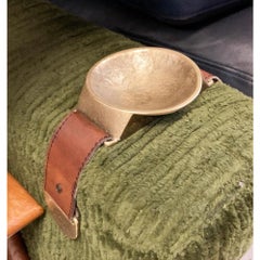 Mid-Century Bronze and Leather Armrest Bowl or Ashtray, 1960s
