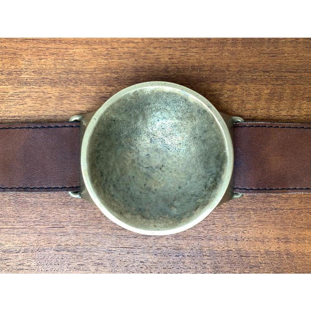 Mid-Century Modern Mid-Century Bronze and Leather Armrest Bowl or Ashtray, 1960s For Sale