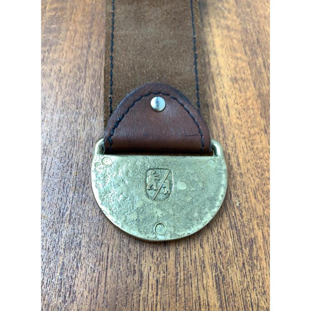Metal Mid-Century Bronze and Leather Armrest Bowl or Ashtray, 1960s For Sale