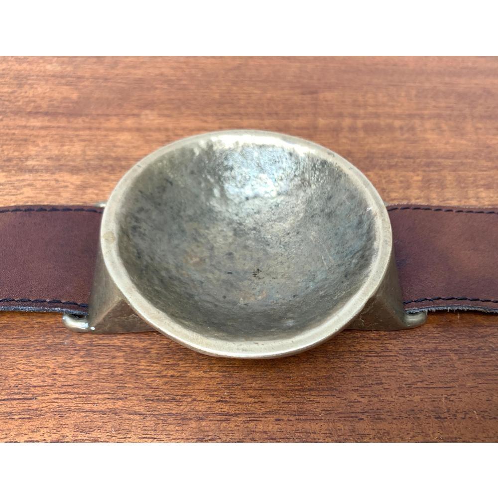 Mid-Century Bronze and Leather Armrest Bowl or Ashtray, 1960s For Sale 1