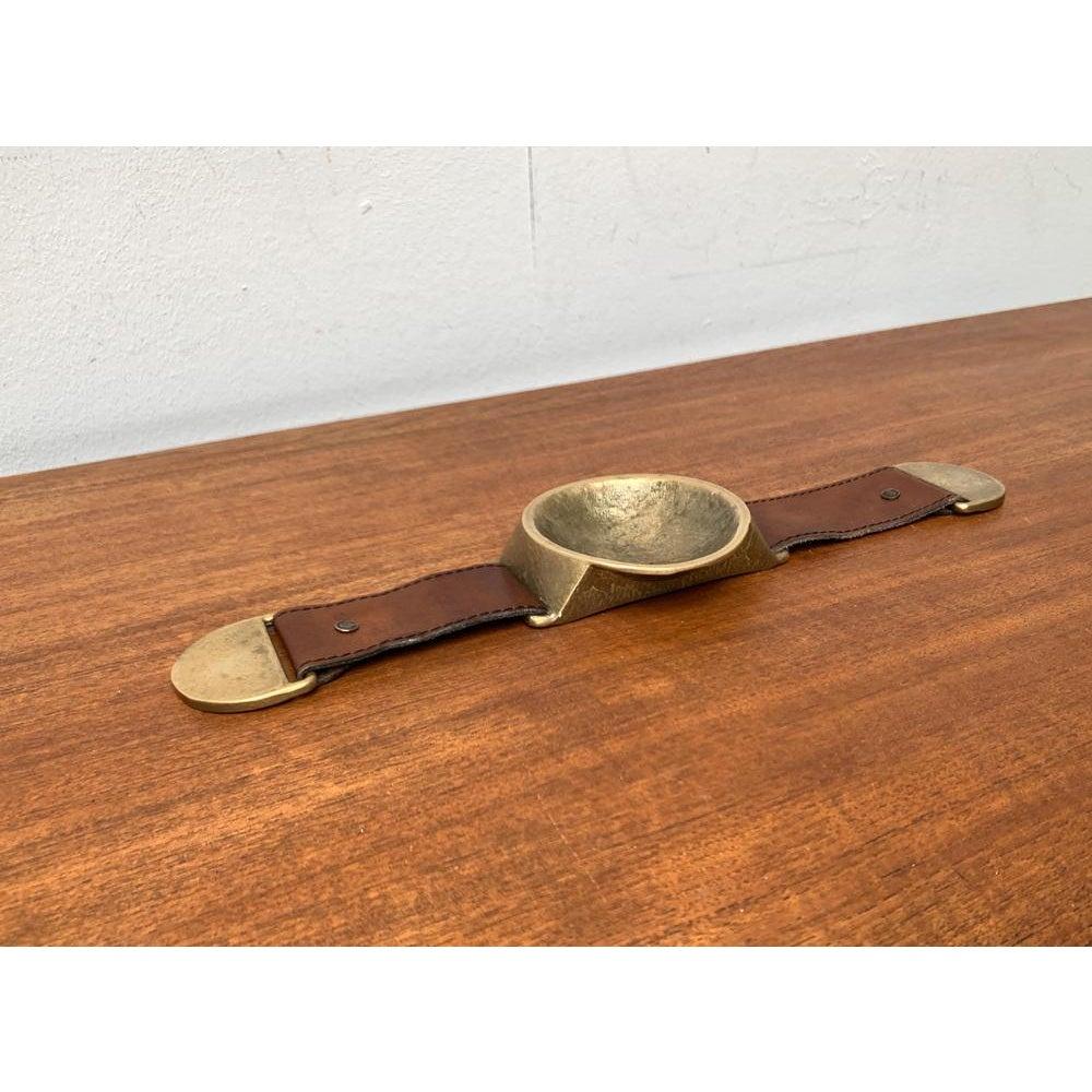 Mid-Century Bronze and Leather Armrest Bowl or Ashtray, 1960s For Sale 3