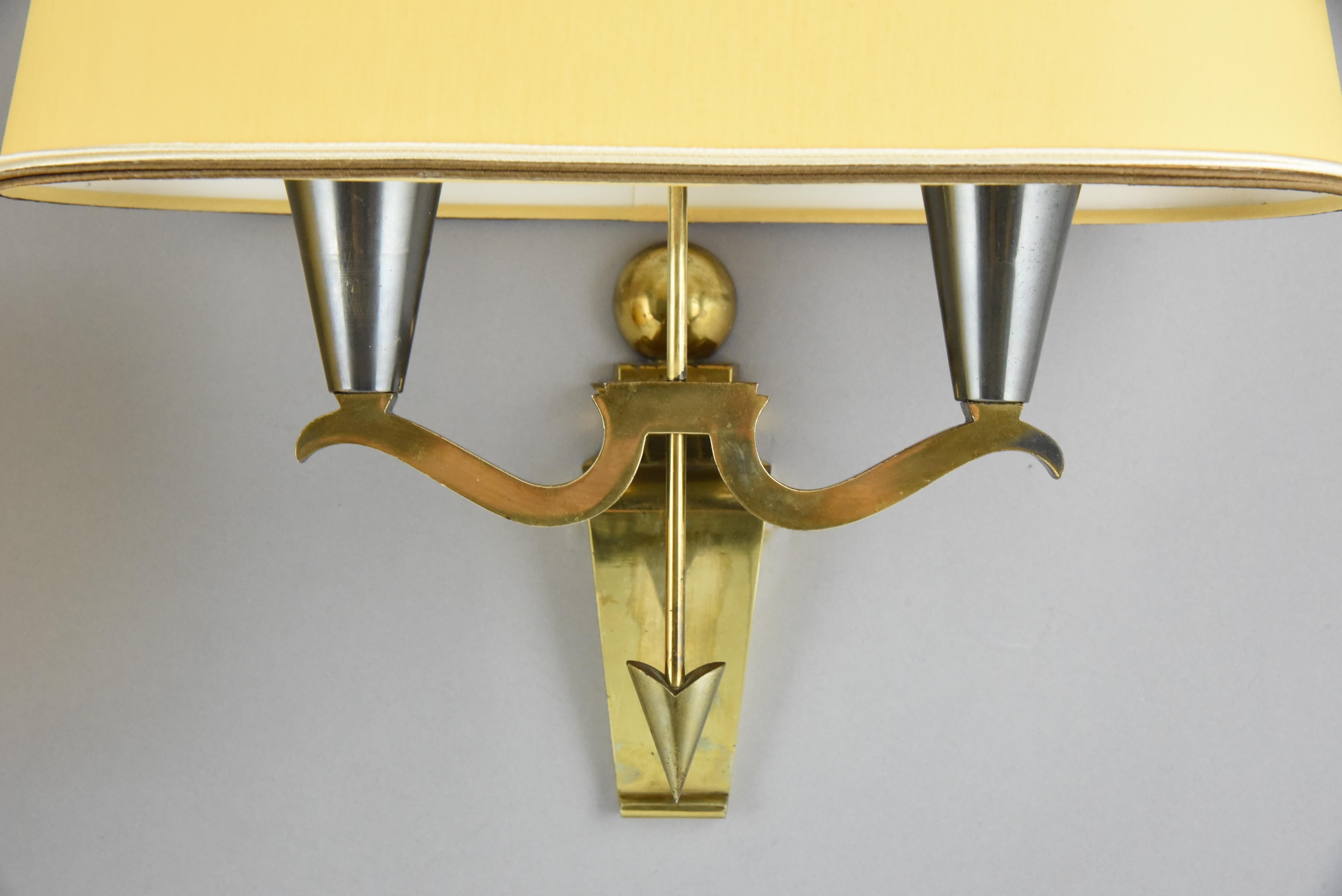 Midcentury Bronze Arrow Sconces in the Style of Maison Jansen 1960 France 1