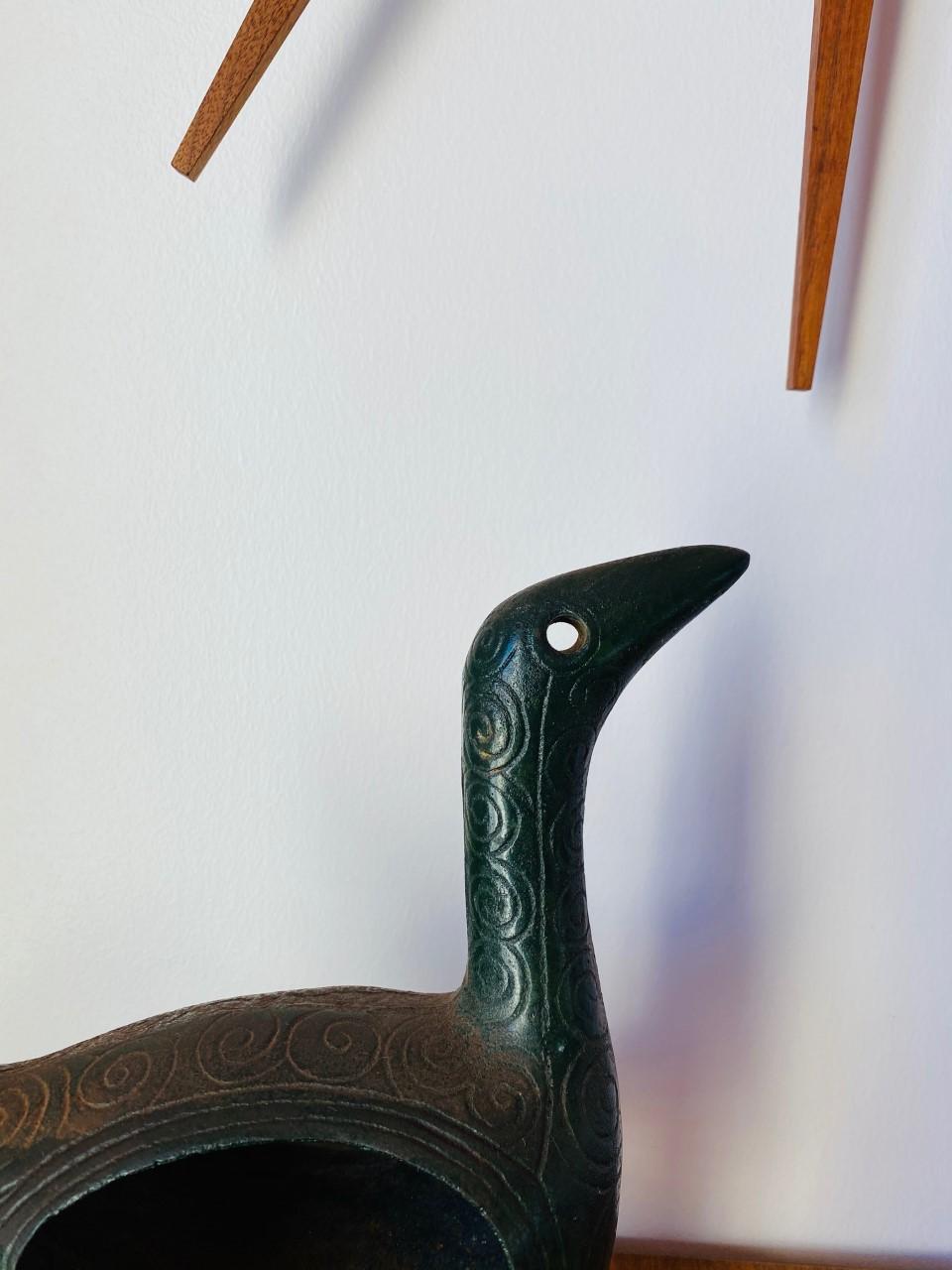 Calco Scultura aviaria in bronzo di metà secolo 
