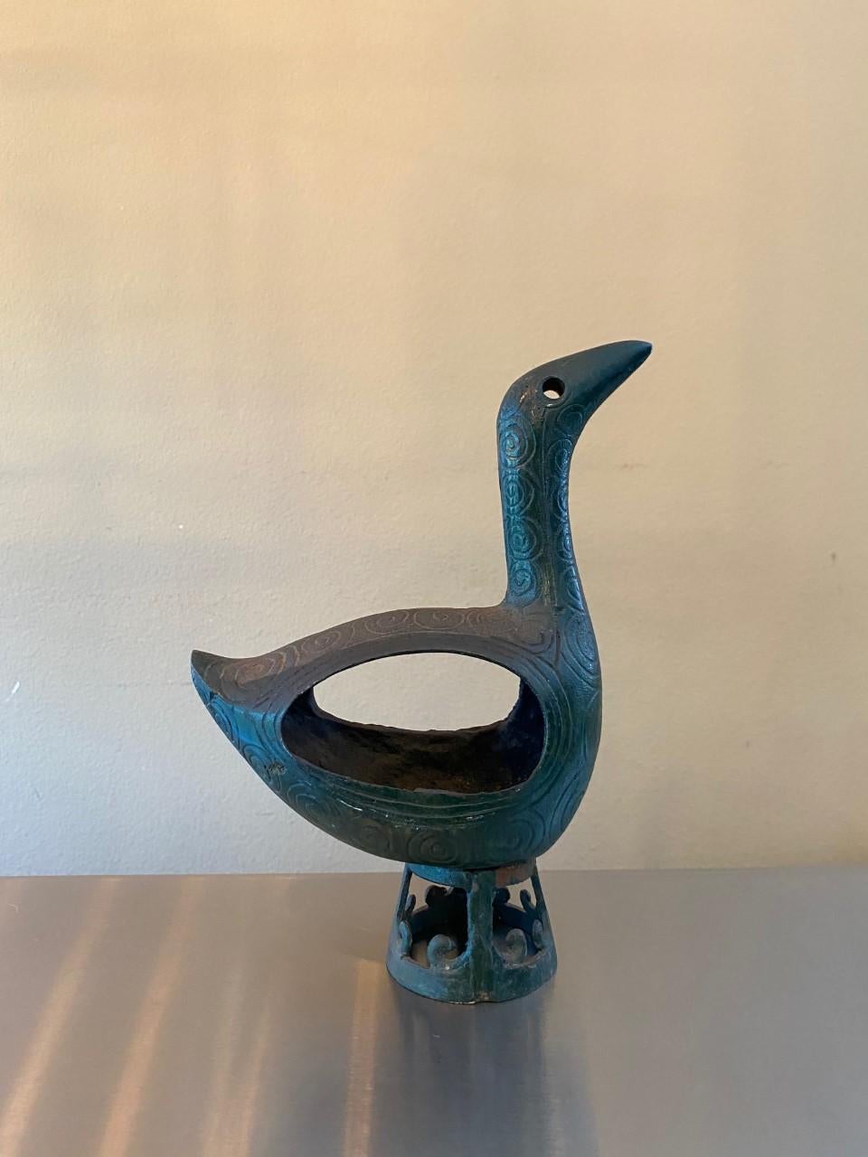 Scultura aviaria in bronzo di metà secolo 
