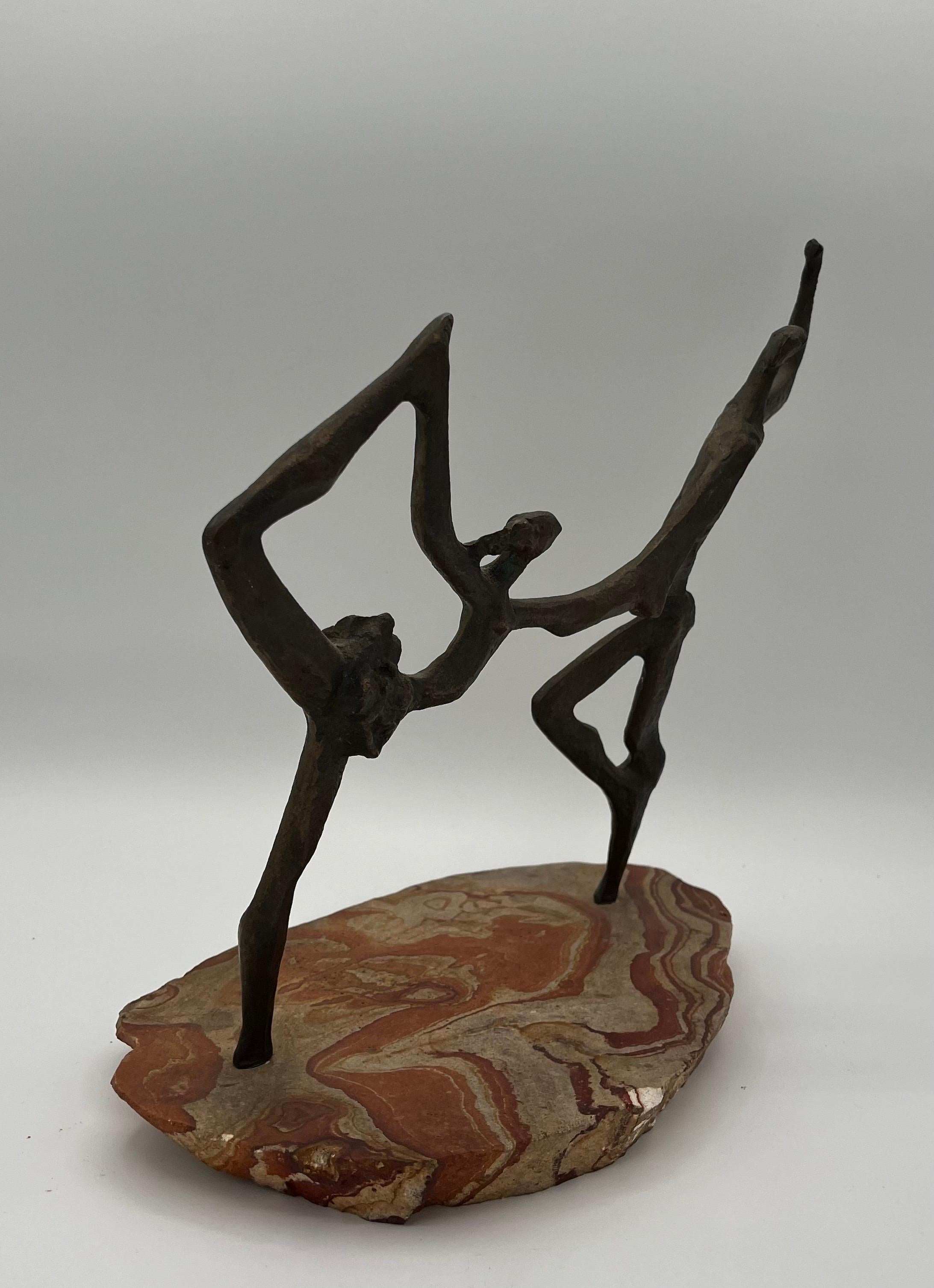 Scultura di balletto in bronzo di metà secolo Brutalista firmata Katz In condizioni buone in vendita a W Allenhurst, NJ