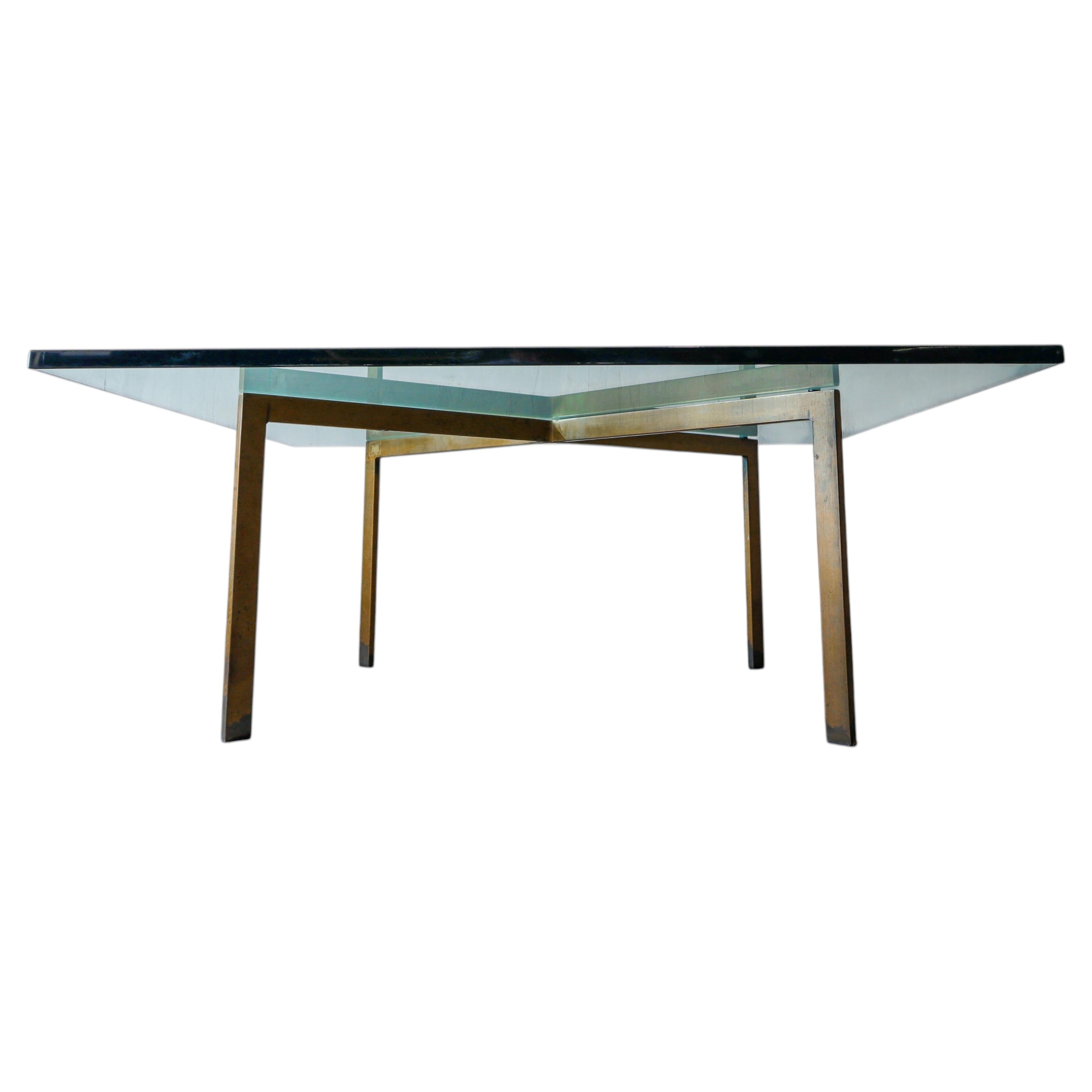 Mid Century Bronze Barcelona Style Coffee Table Base For Sale