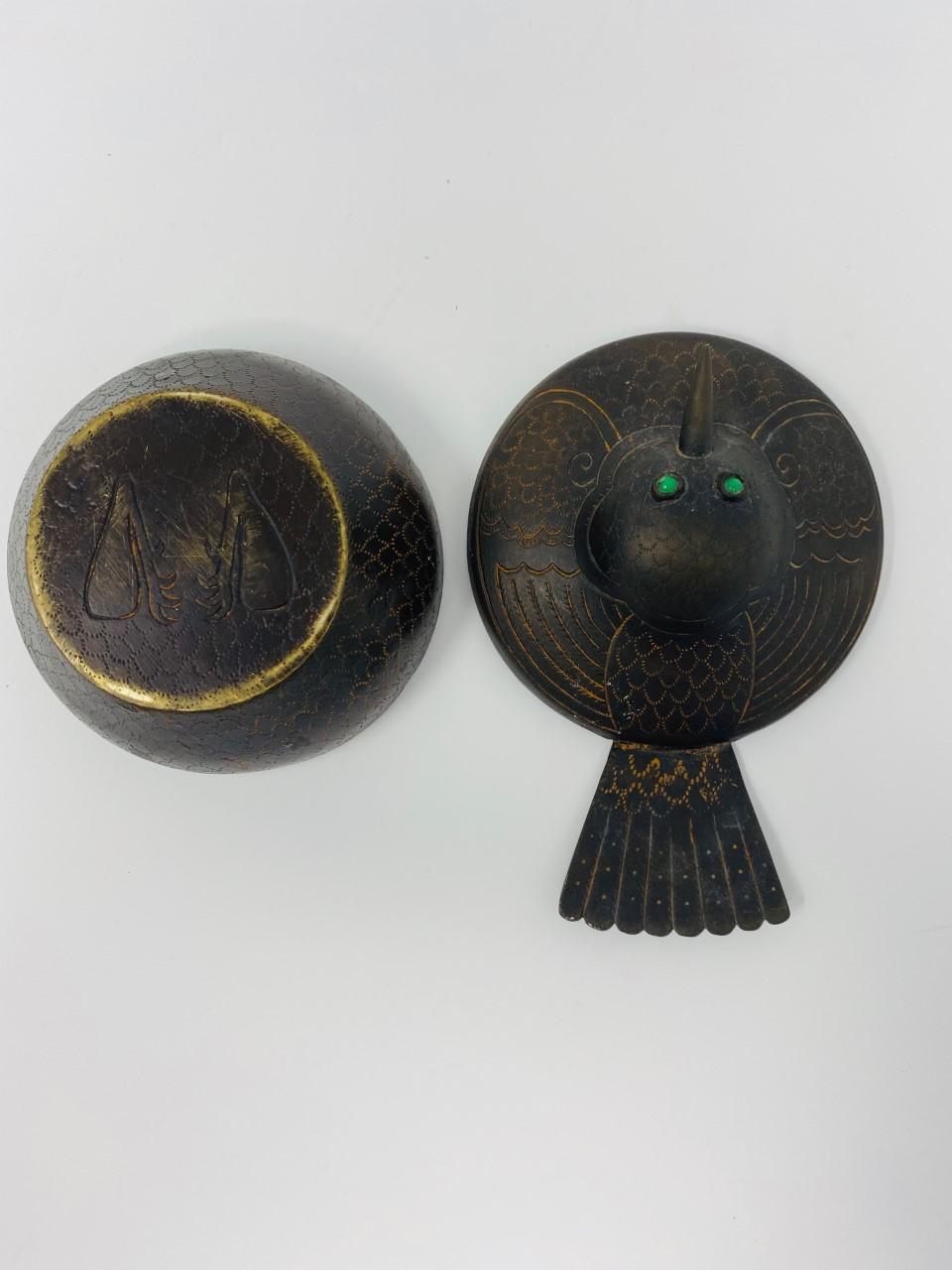 Midcentury Bronze Bird/Avian Incense Vessel, 'Japan' 2