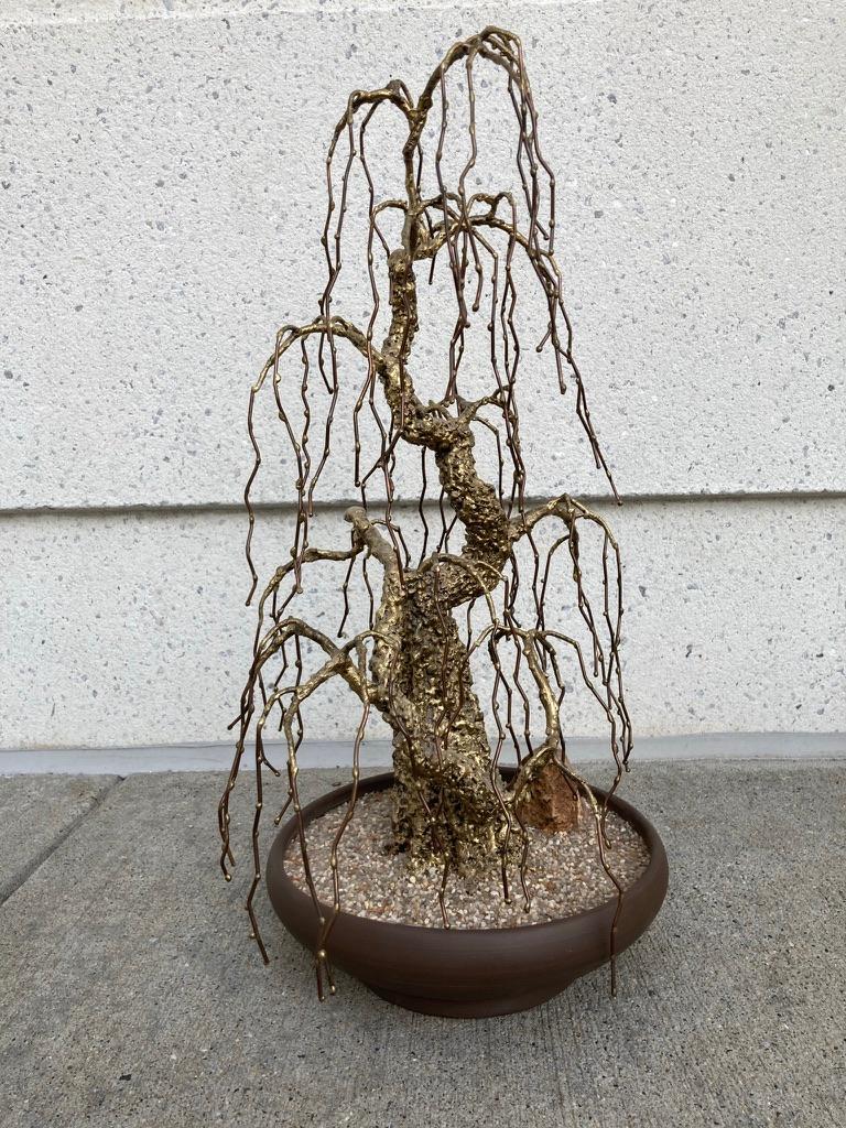 Midcentury Bronze Bonsai Tree Sculpture Signed P Marshall In Good Condition In Stamford, CT
