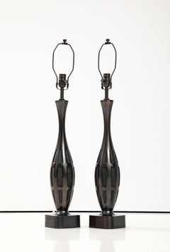 Tony Paul Mid Century Bronze Brutalist Lamps