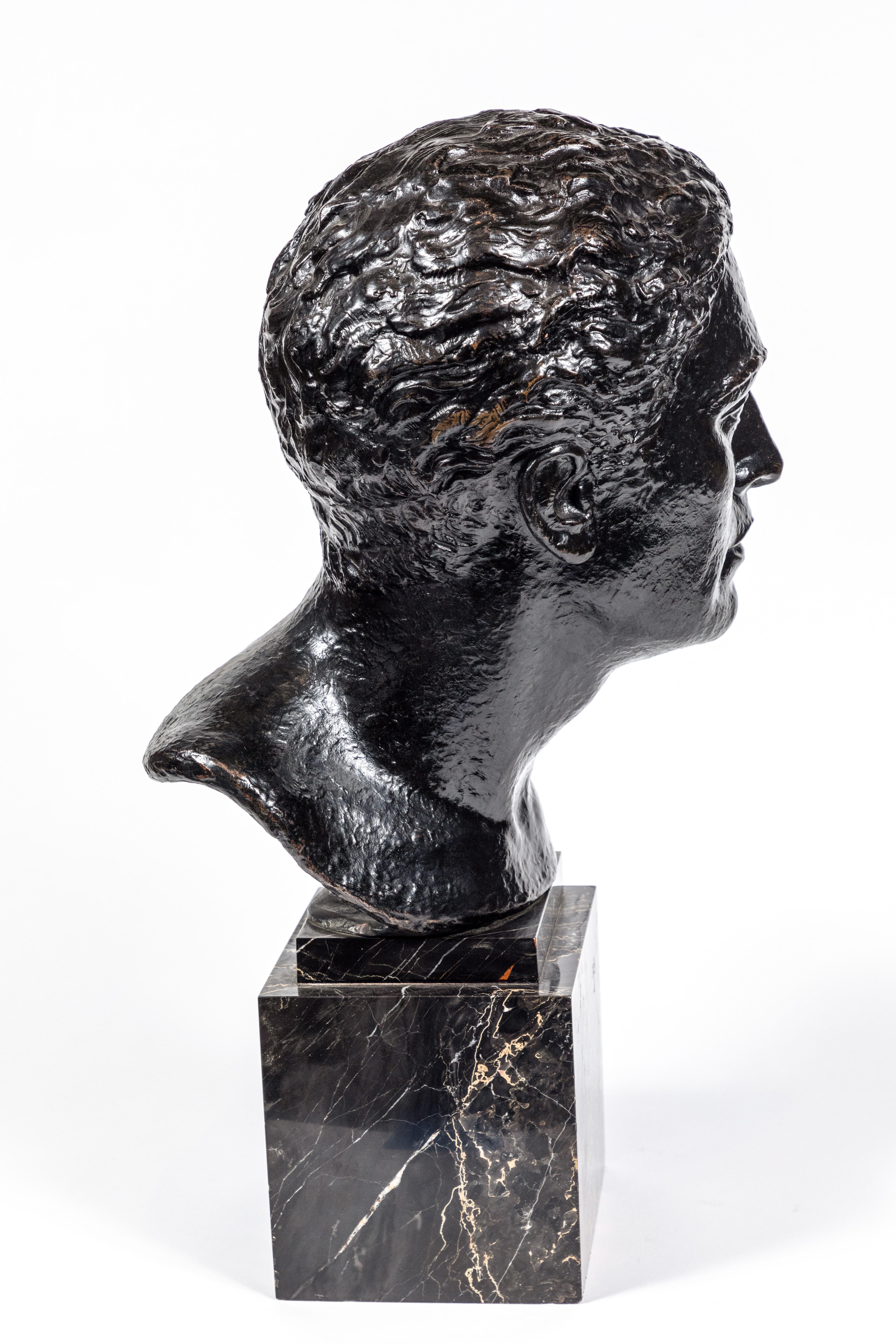 20th Century Midcentury Bronze Bust of Man