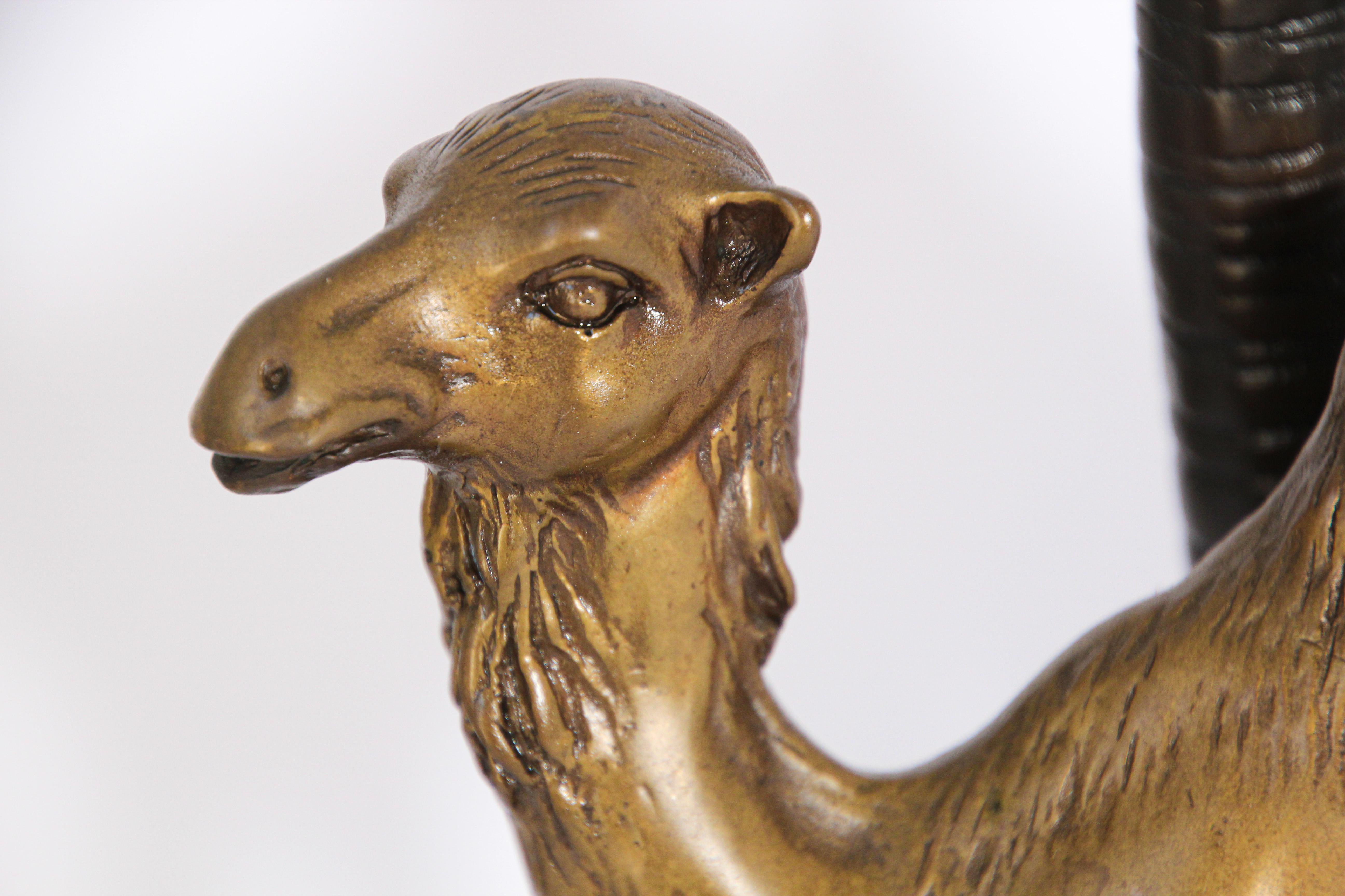 Midcentury Bronze Camel Orientalist Camel Under a Palm Tree 1