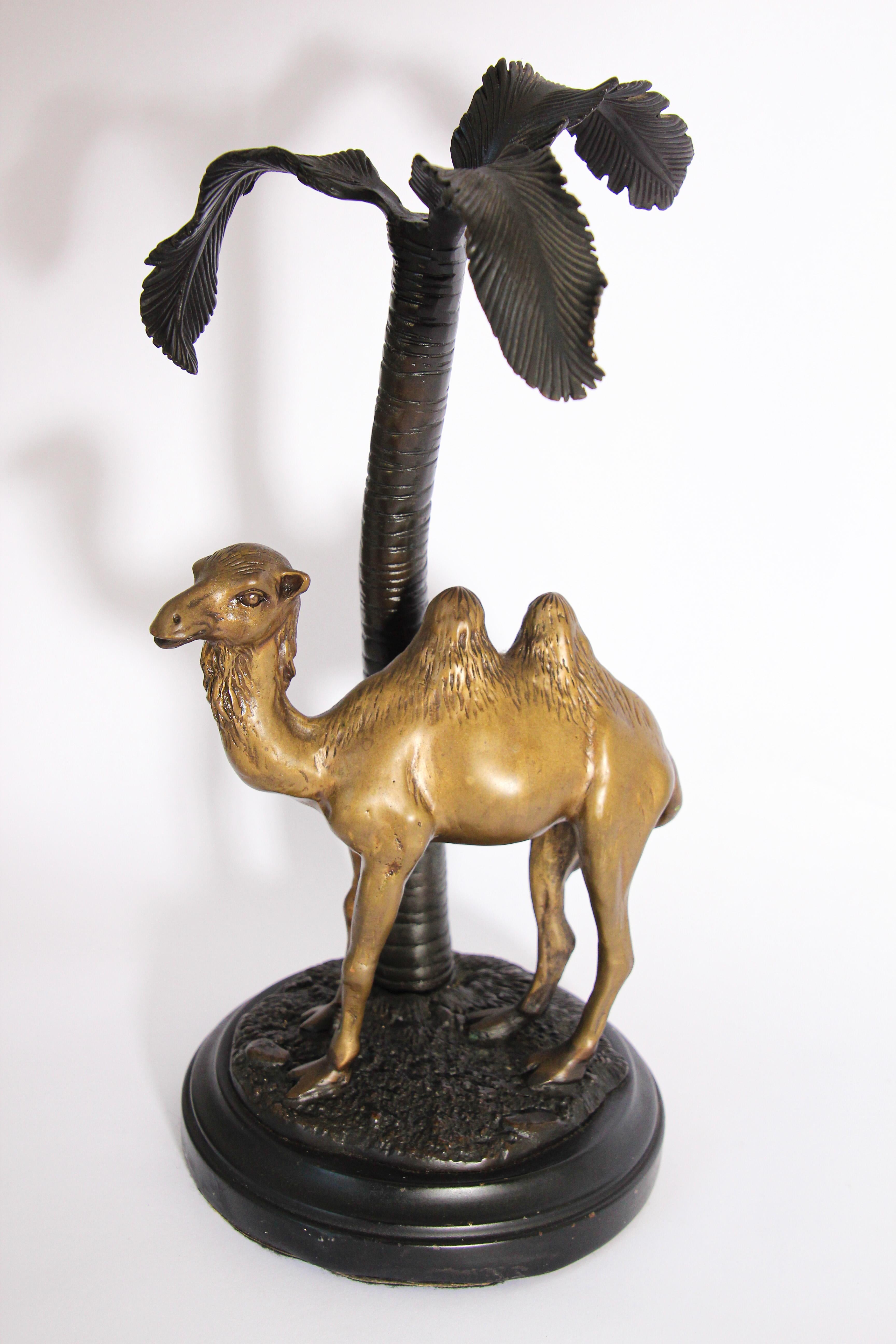 English Midcentury Bronze Camel Orientalist Camel Under a Palm Tree