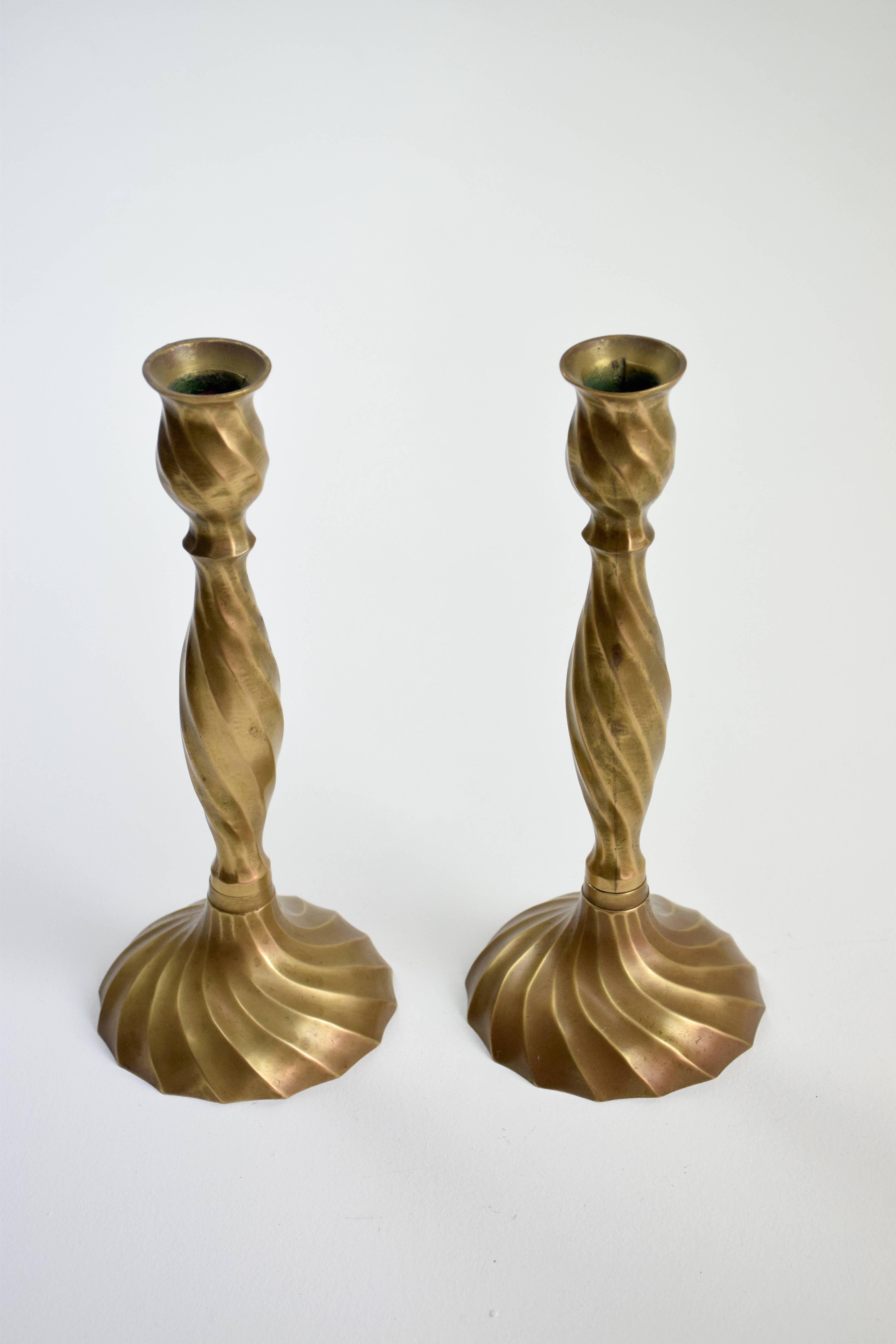 English Midcentury Bronze Candleholders, 1950's  In Good Condition In Paris, FR