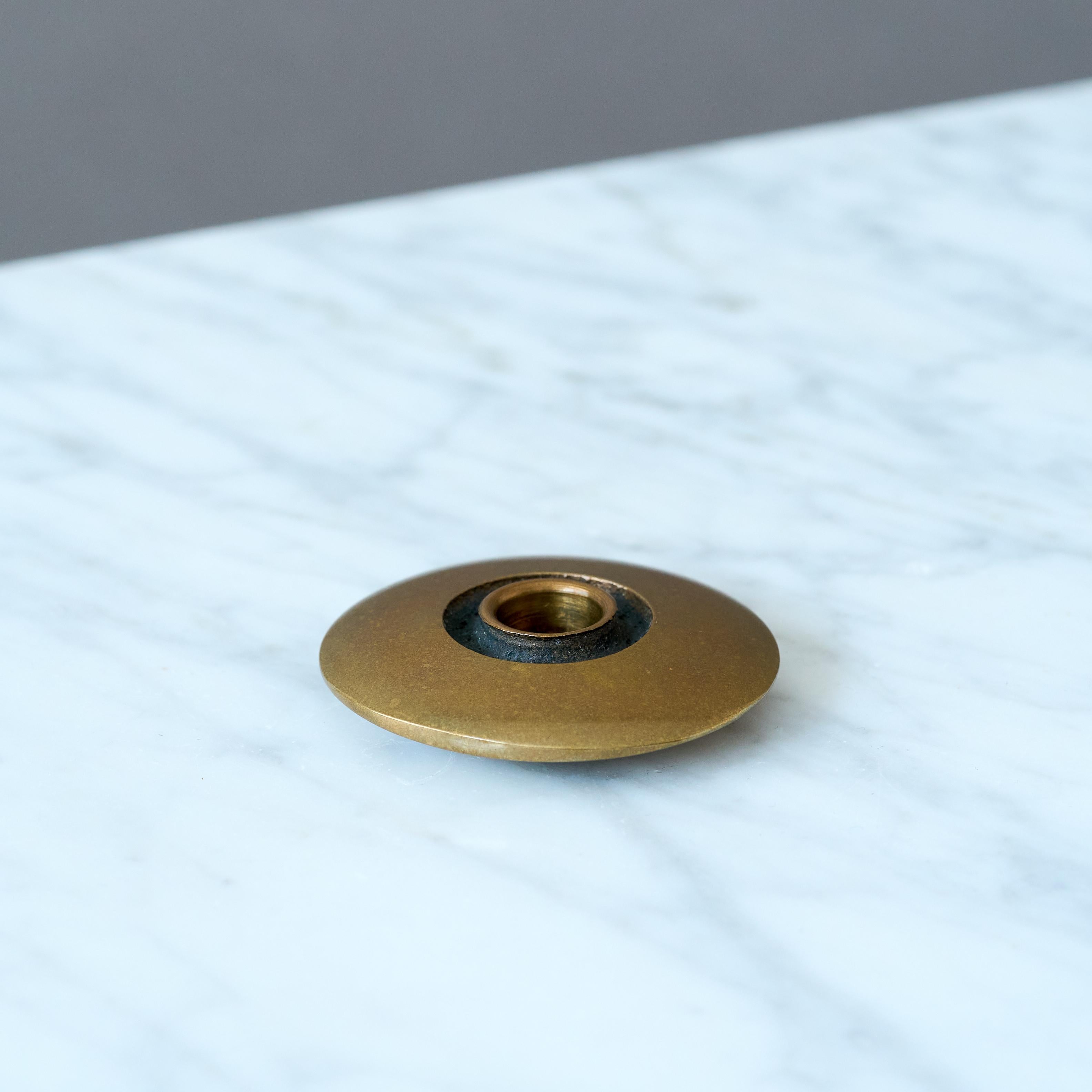 Finnish Mid-Century Bronze Candlestick by Bertel Gardberg for Boda Finland, 1950s. For Sale