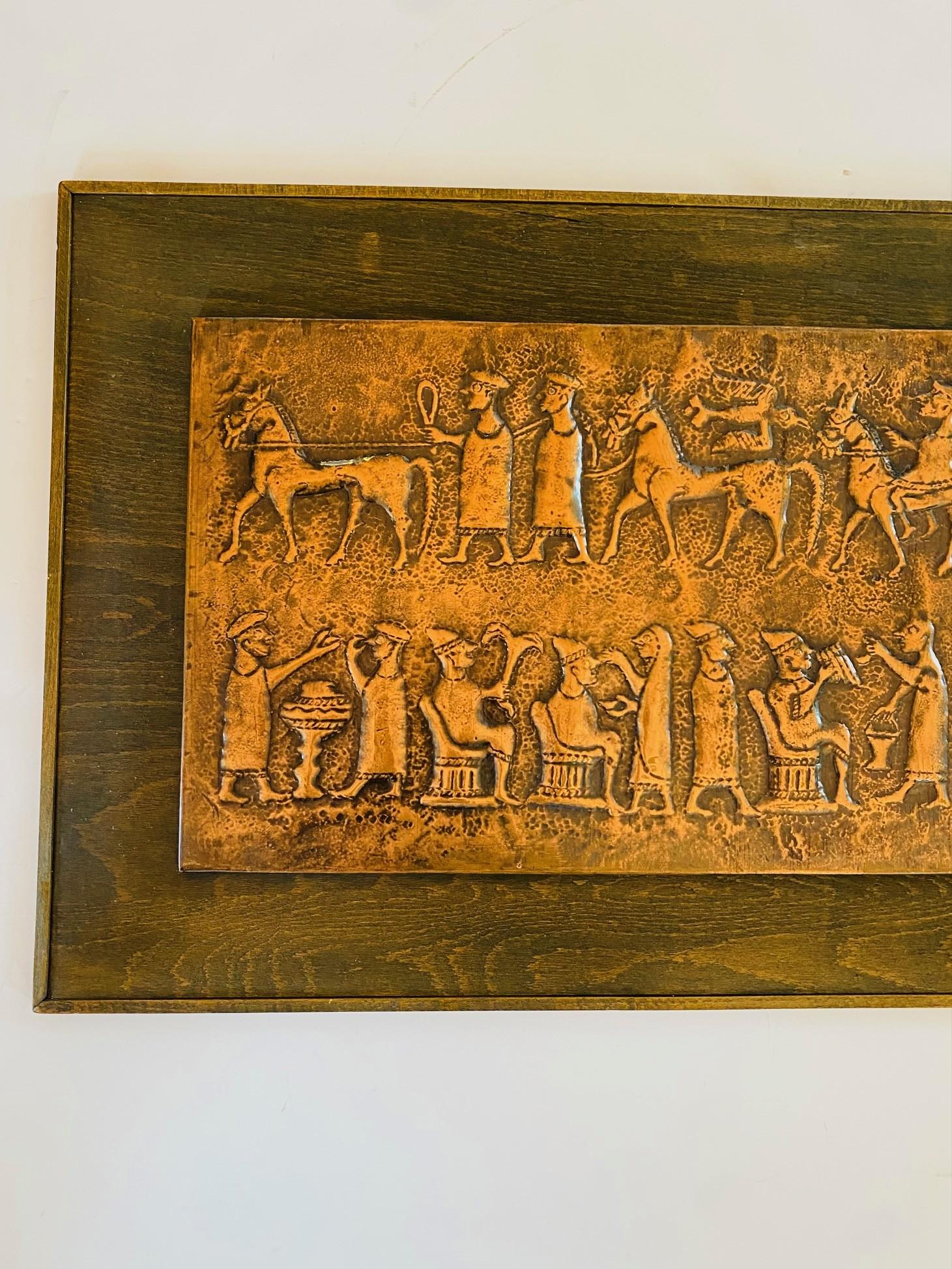 Empire Mid Century Bronze Casing Embossed Bataille Scene  For Sale