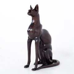 Sculpture de chat en bronze du milieu du siècle