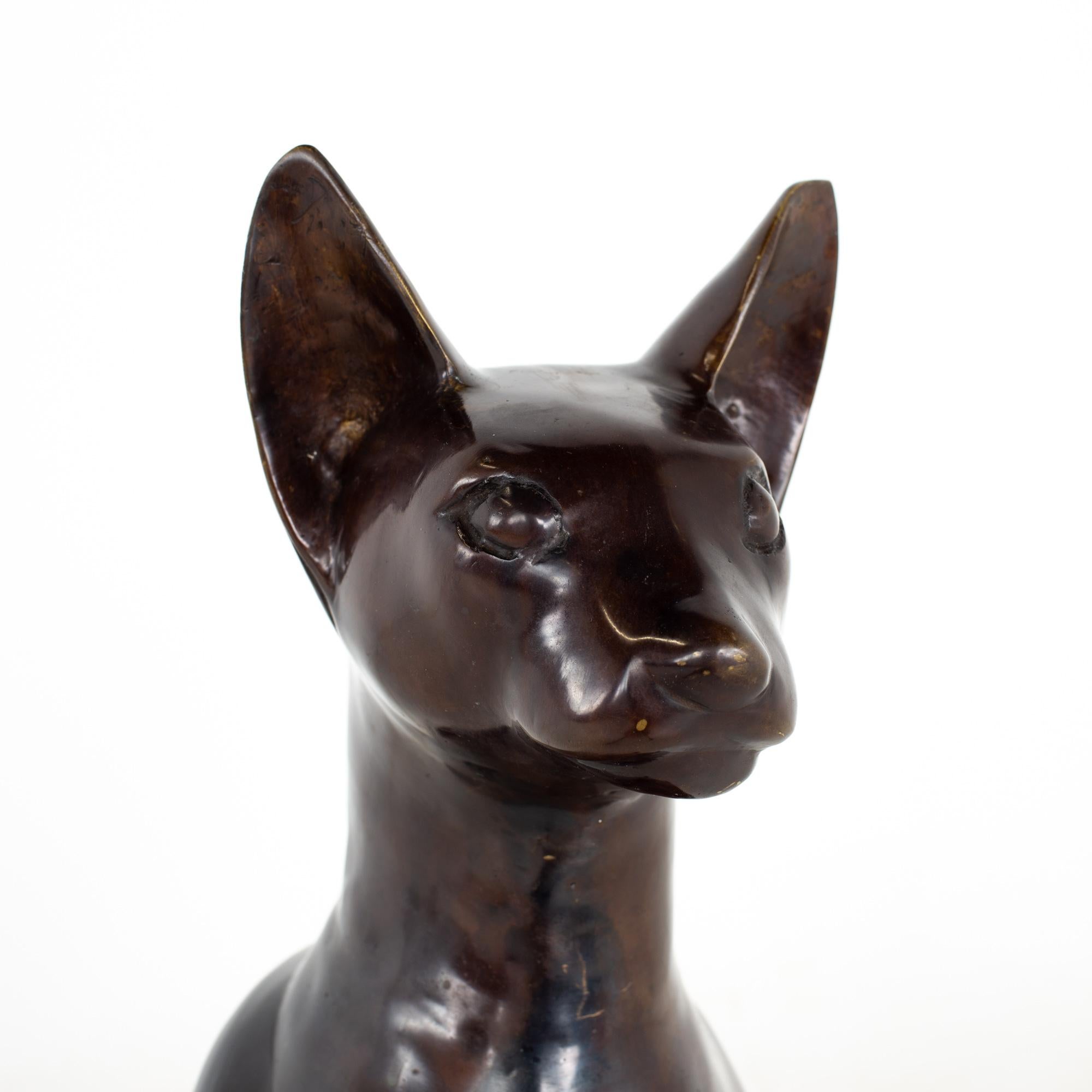 American Mid Century Bronze Cat Sculpture