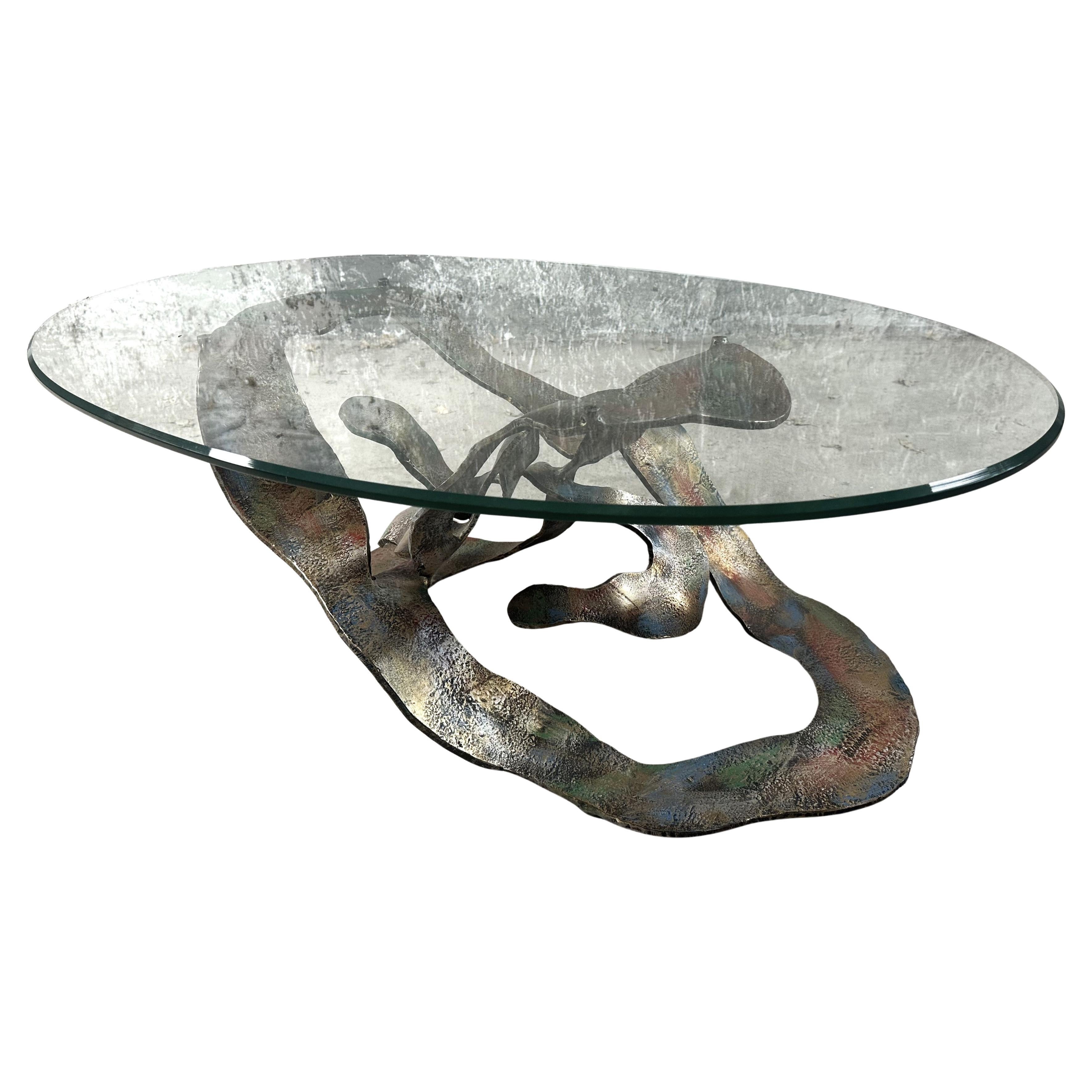 Table basse en bronze du milieu du siècle par Salvino Marsura, Italie, années 1980