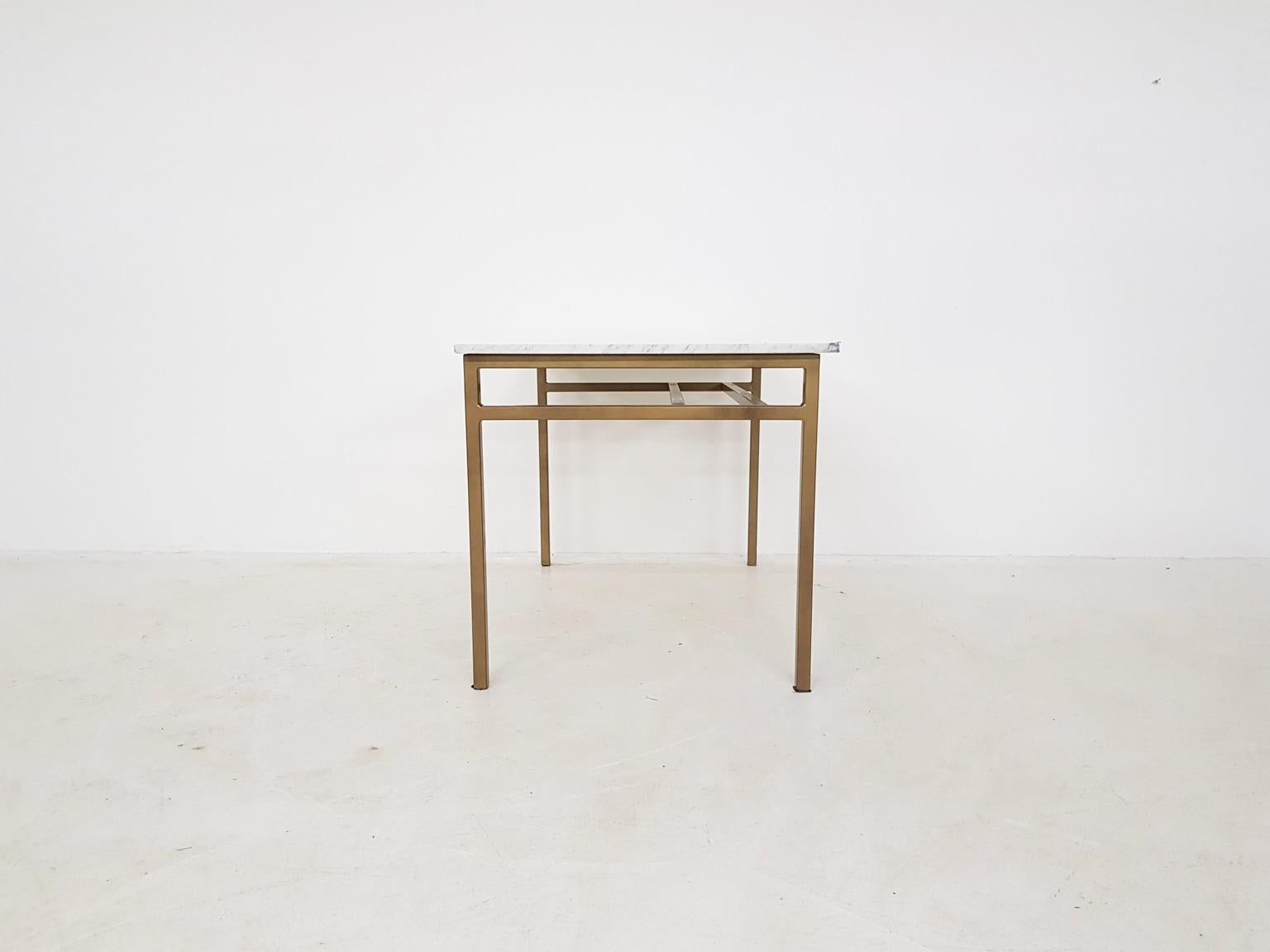 Midcentury Bronze Coloured Metal and Marble Desk or Side Table In Good Condition In Amsterdam, NL