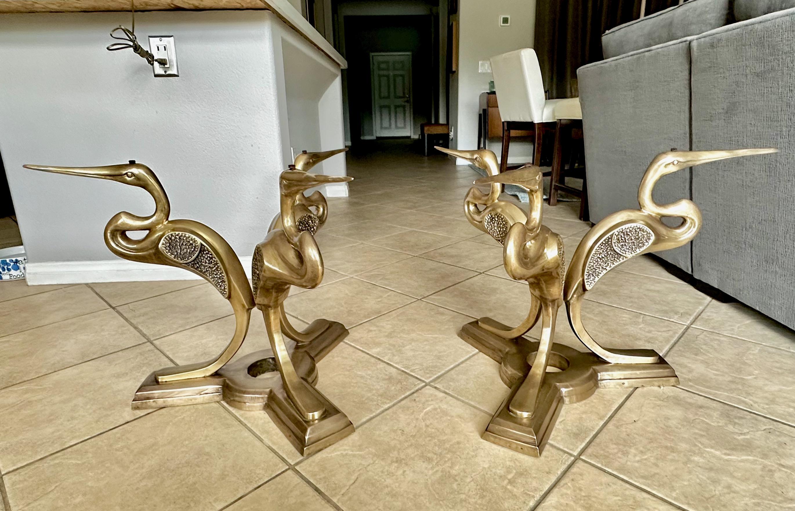 Table à café Cocktail Crane en bronze, milieu de siècle en vente 4