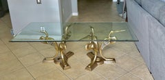 Mid Century Bronze Crane Heron Cocktail Coffee Table