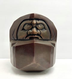 Mid Century Bronze Daruma Sculpture