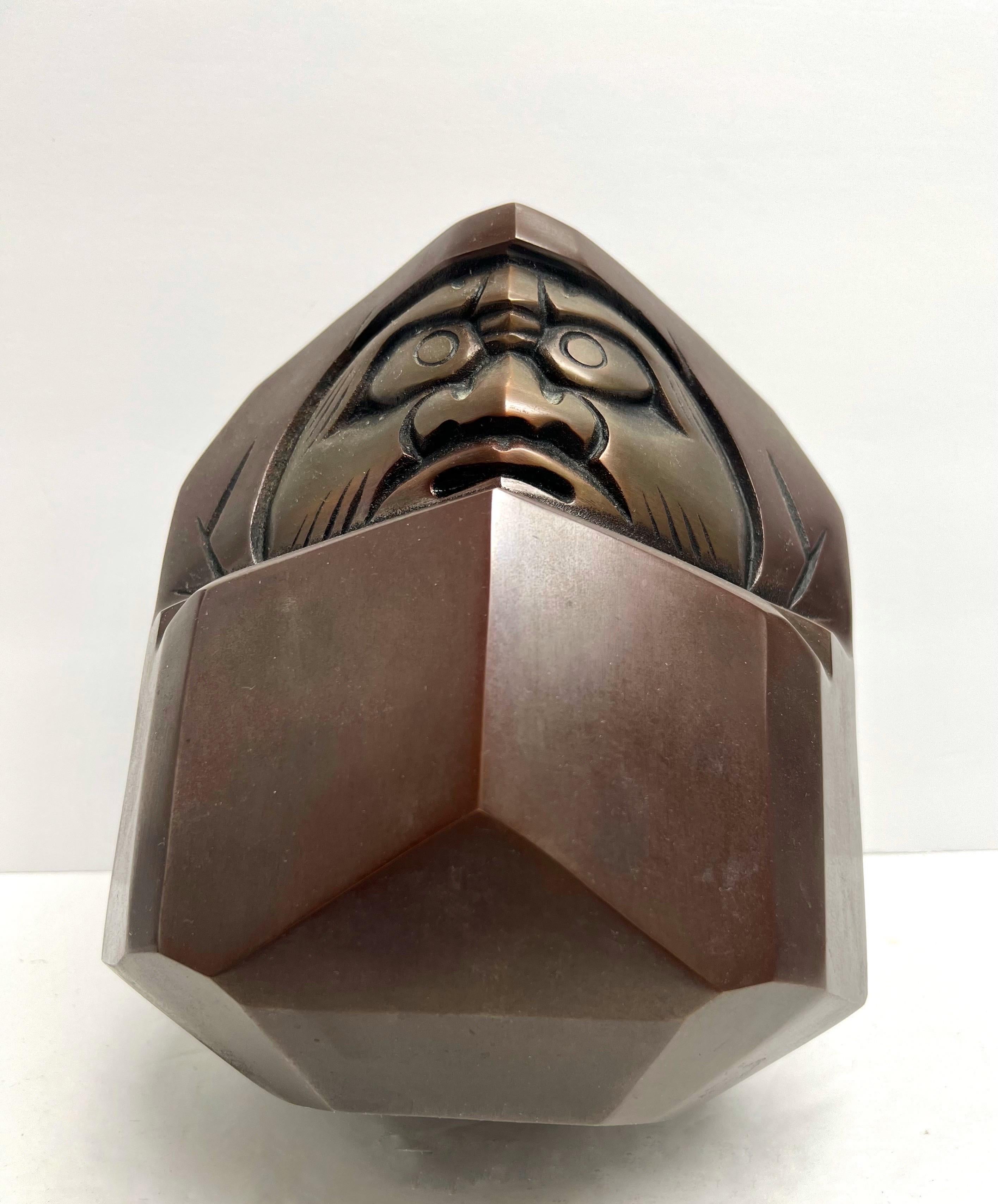 Mid Century Bronze Daruma Sculpture For Sale 3