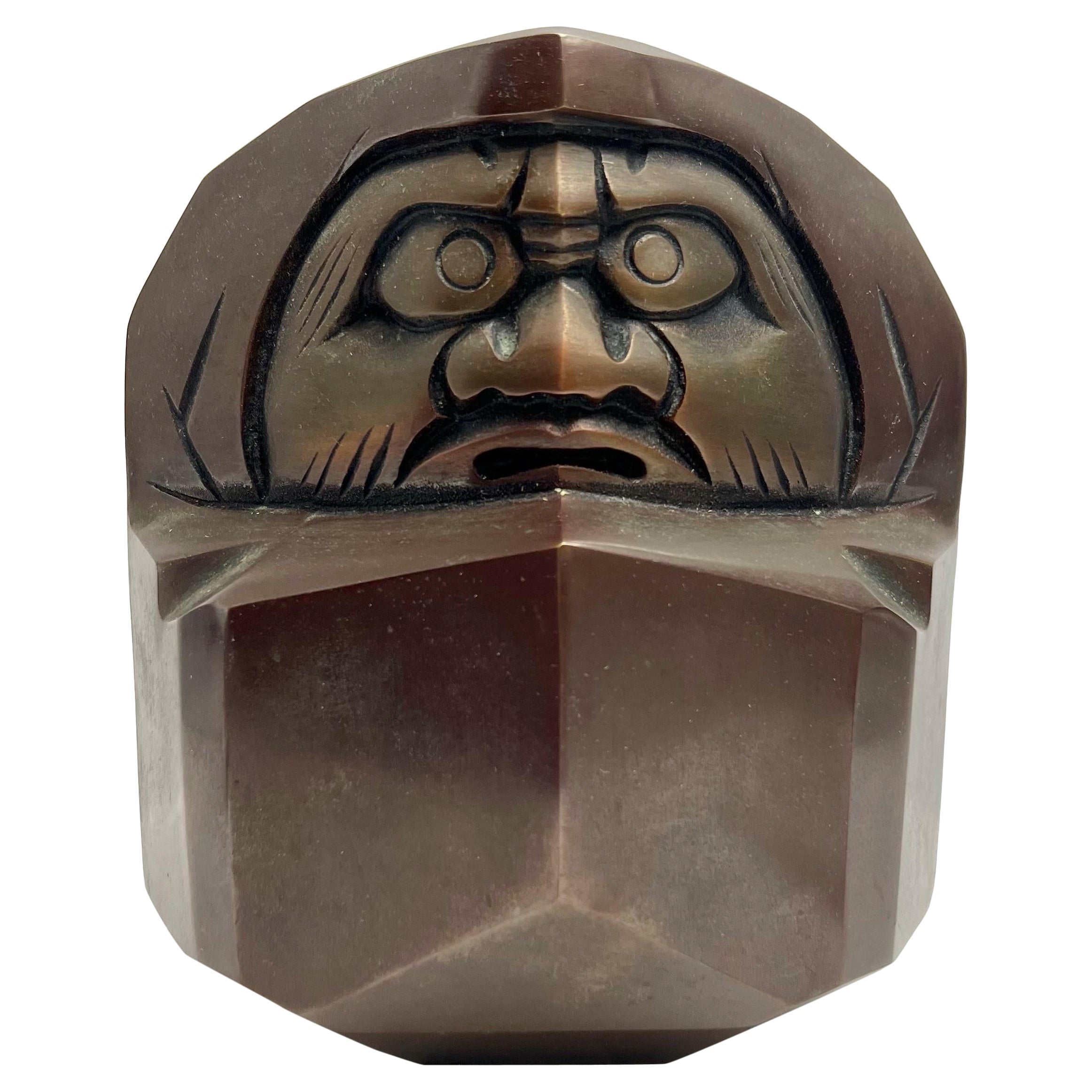 Mid Century Bronze Daruma Sculpture