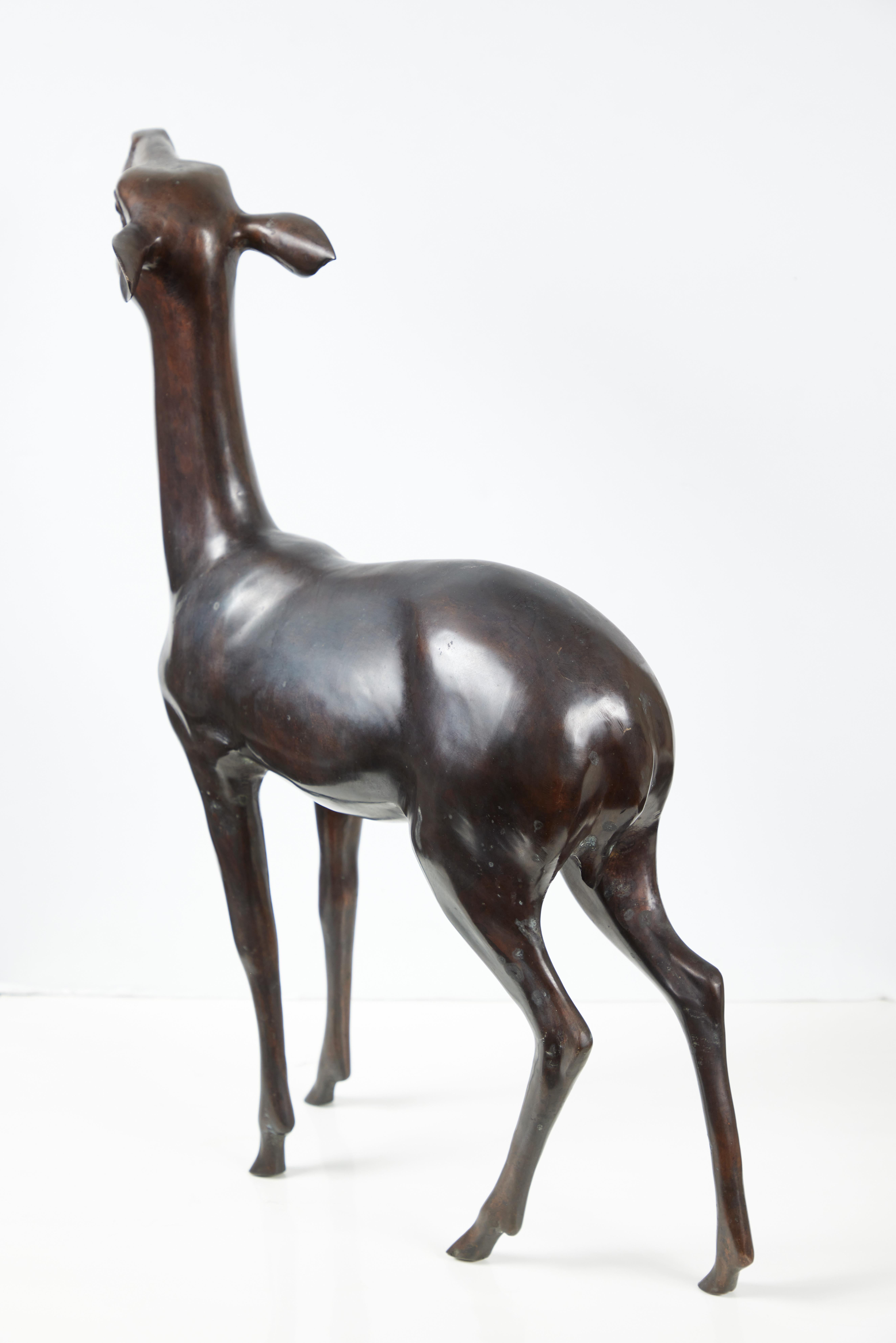 American Mid-Century Bronze Deer Sculpture