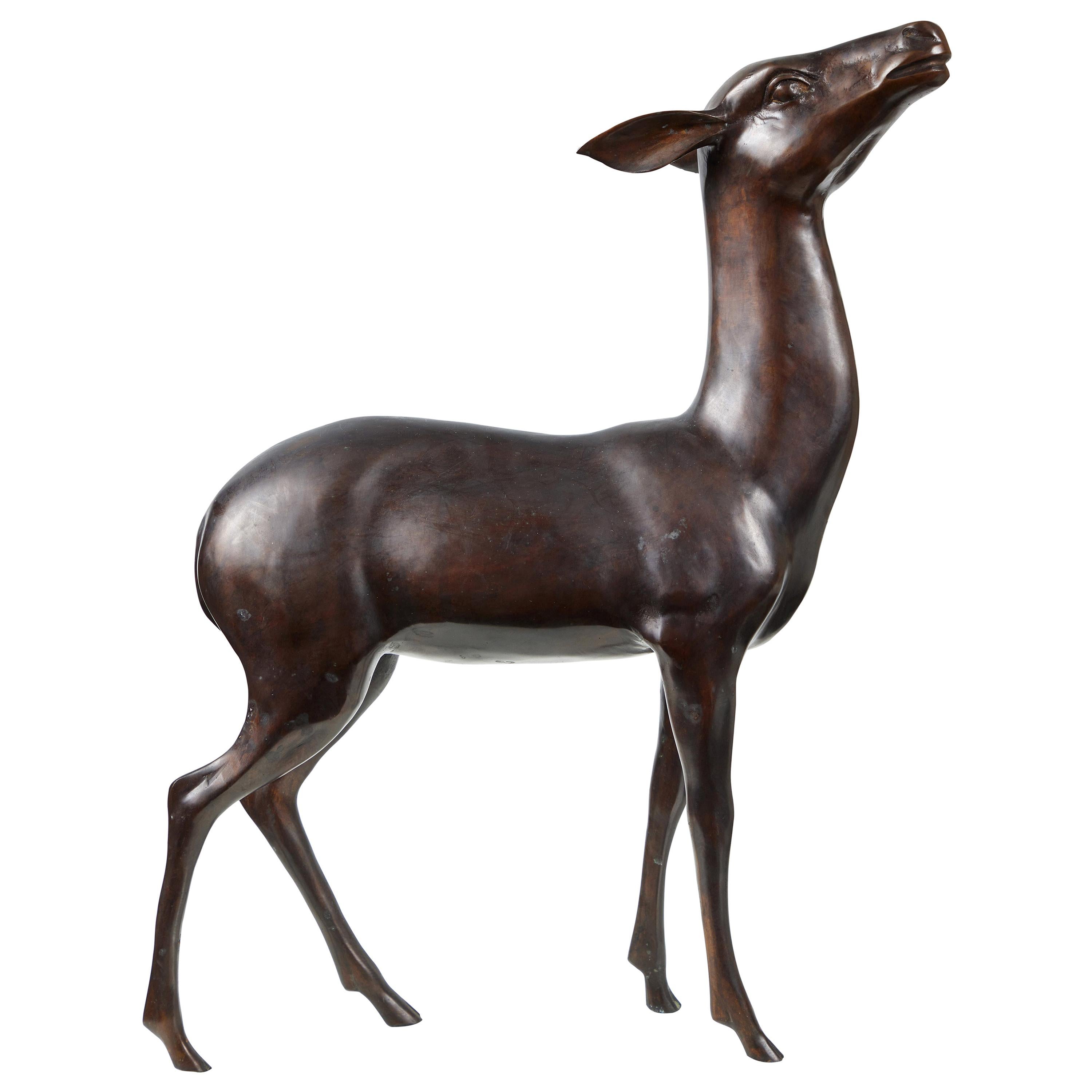 Mini Dark Brass Deer Buck Thai Amulet Statue 1.25 in tall x 1in.Rare & Unusual! 