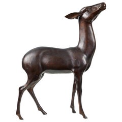 Mid-Century Bronze Deer Sculpture