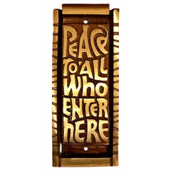 Midcentury Bronze Door Knocker "Peace to All Who Enter Here", 1969