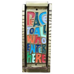Vintage Midcentury Bronze Door Knocker "Peace to All Who Enter Here", 1969