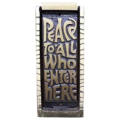 Vintage Mid Century Bronze Door Knocker "Peace to All Who Enter Here", 1969