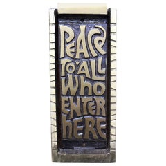 Mid Century Bronze Door Knocker "Peace to All Who Enter Here", 1969